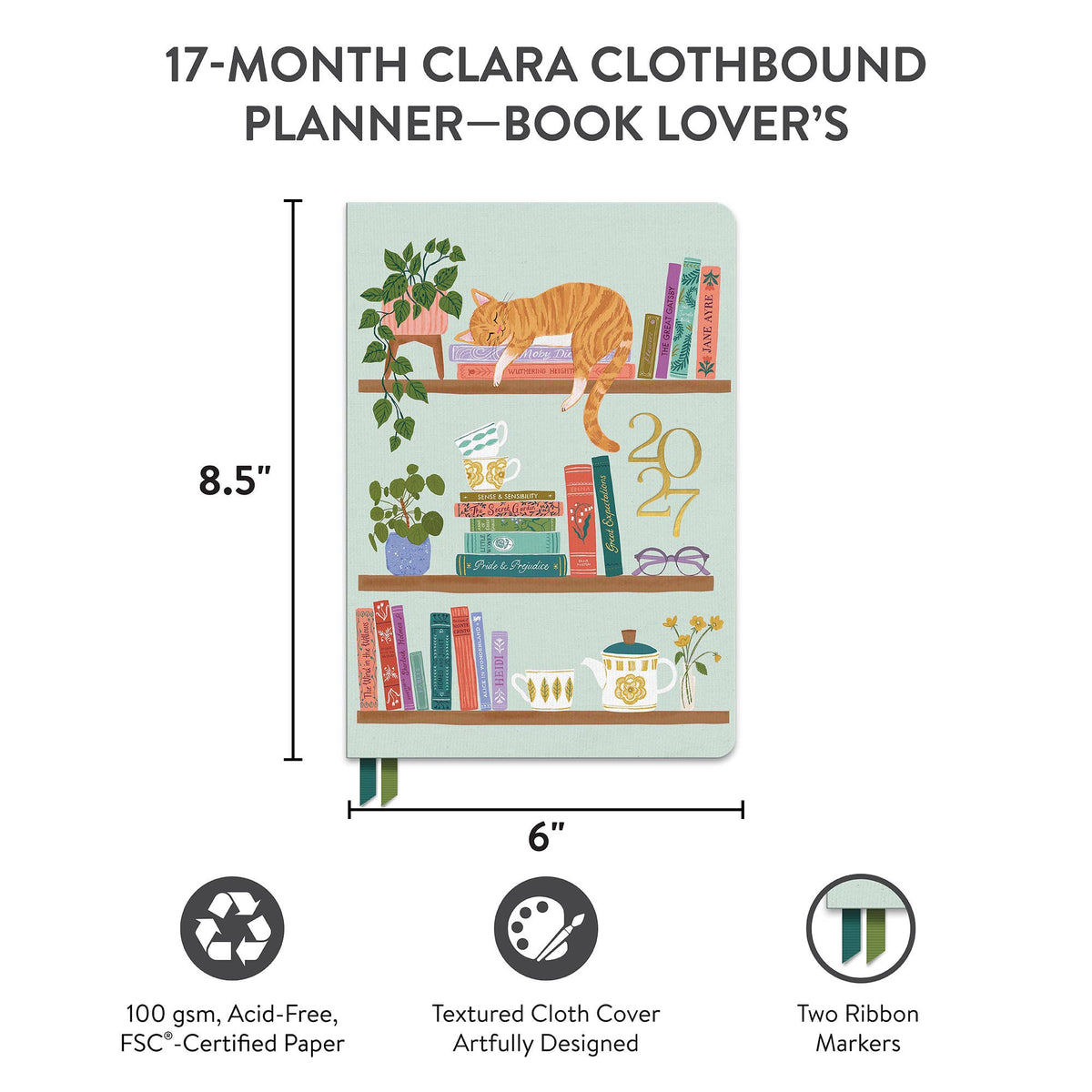 2027 Library Cat-alog Clara Clothbound Planner