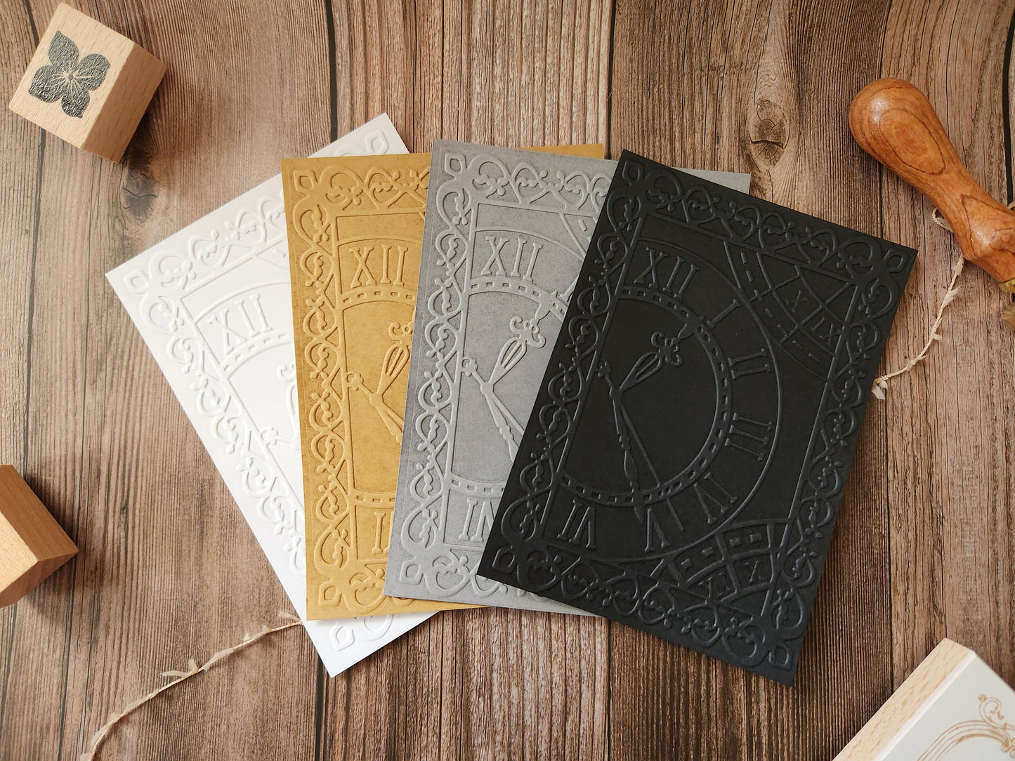Vintage Clock Embossed Paper
