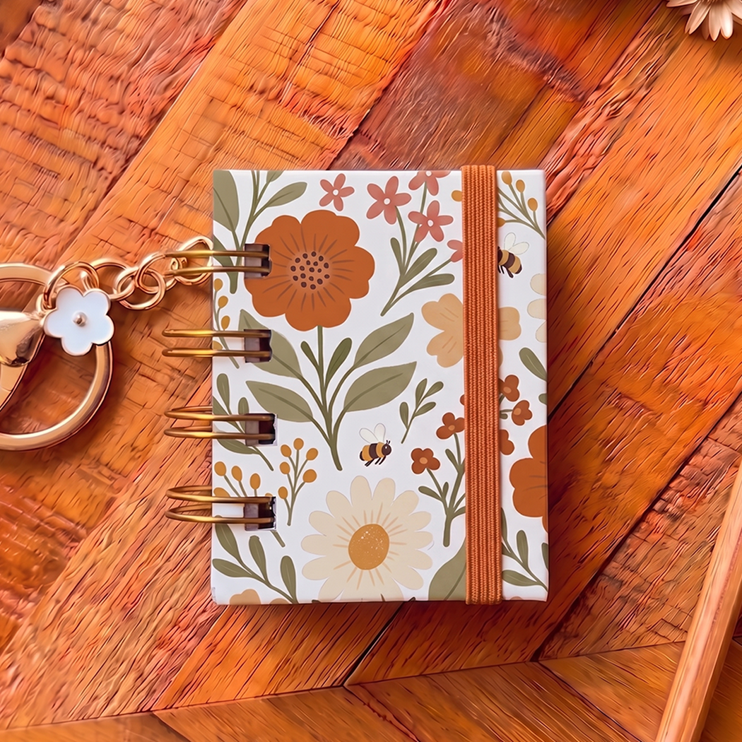 Terracota Floral |Mini Tiny Book Keychain