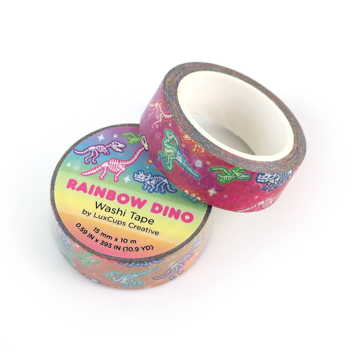 Rainbow Dino Washi Tape - Stationery | Decorative | Low-Tack