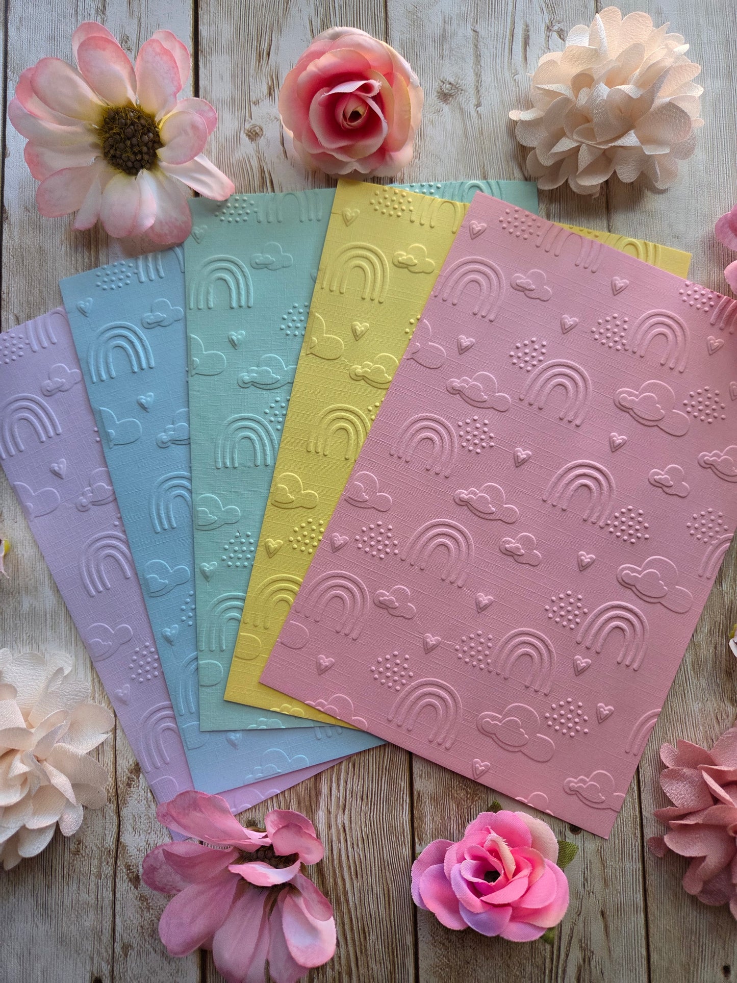Rainbows Embossed Paper Set