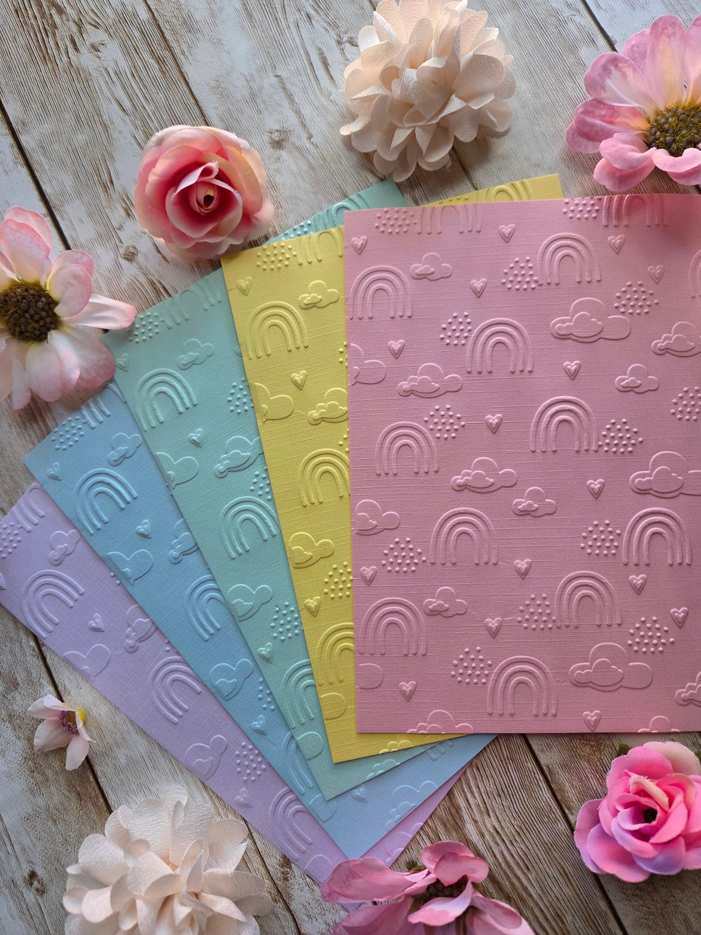 Rainbows Embossed Paper Set