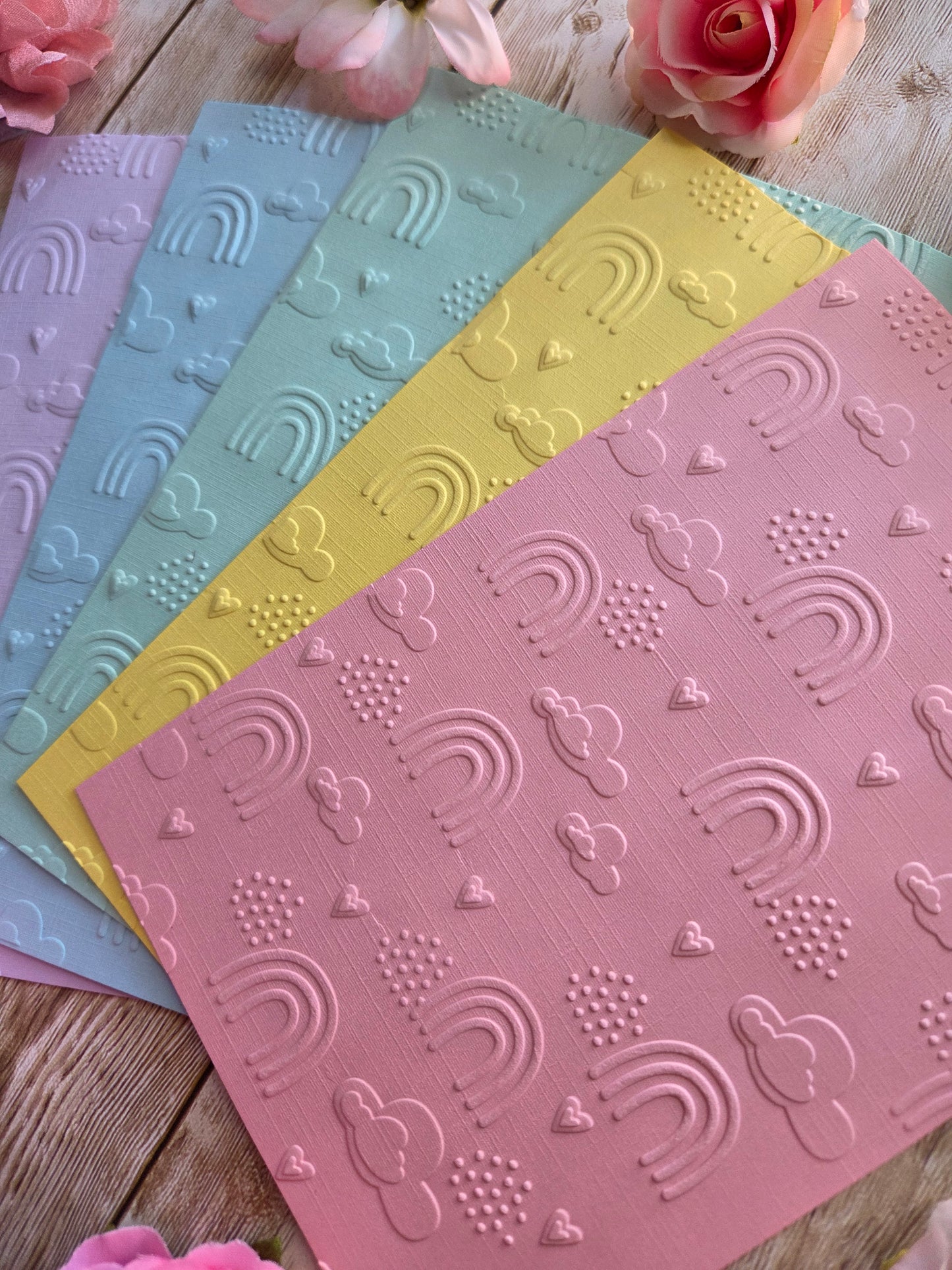 Rainbows Embossed Paper Set