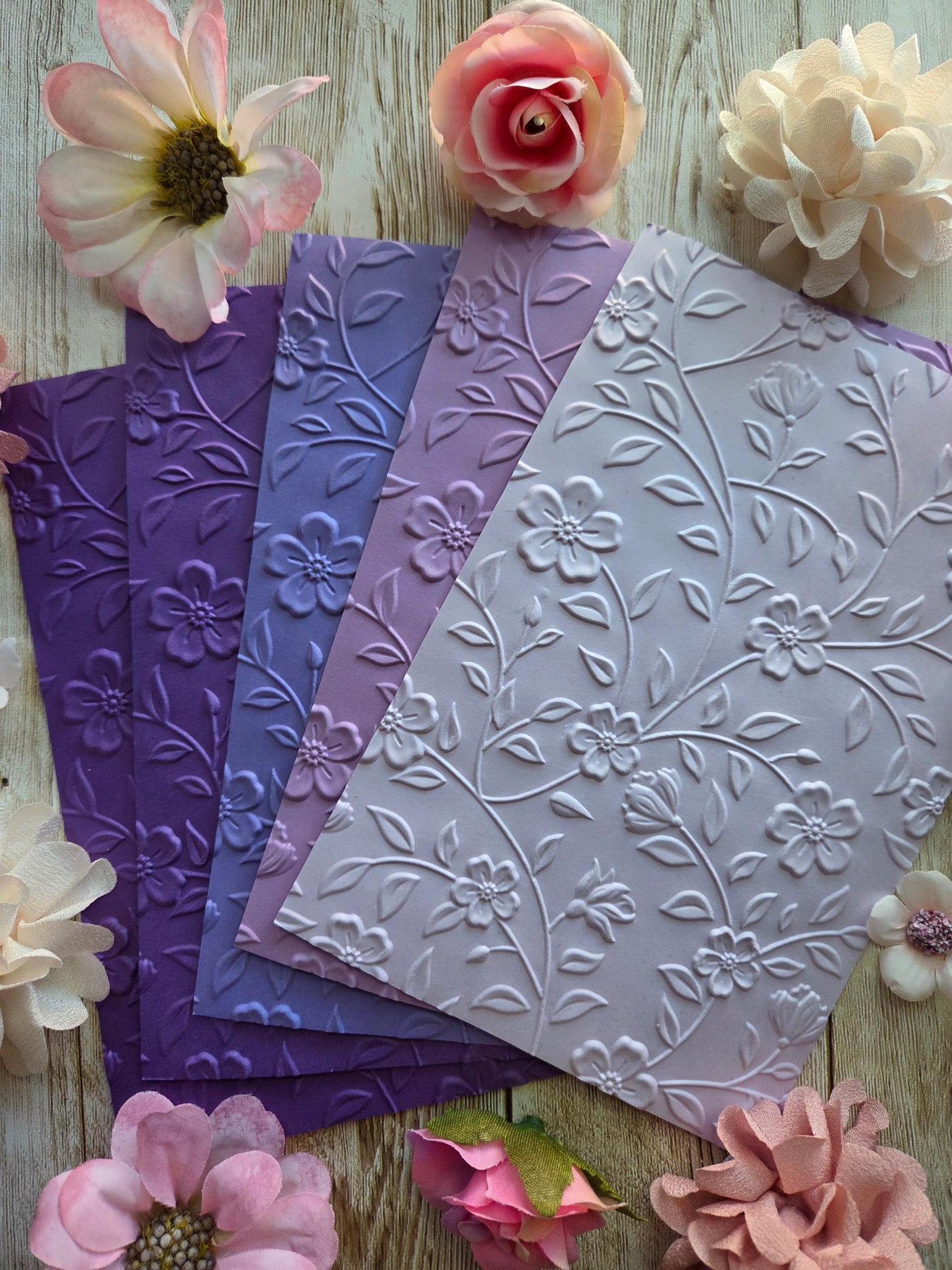 Flowers Embossed Paper Set
