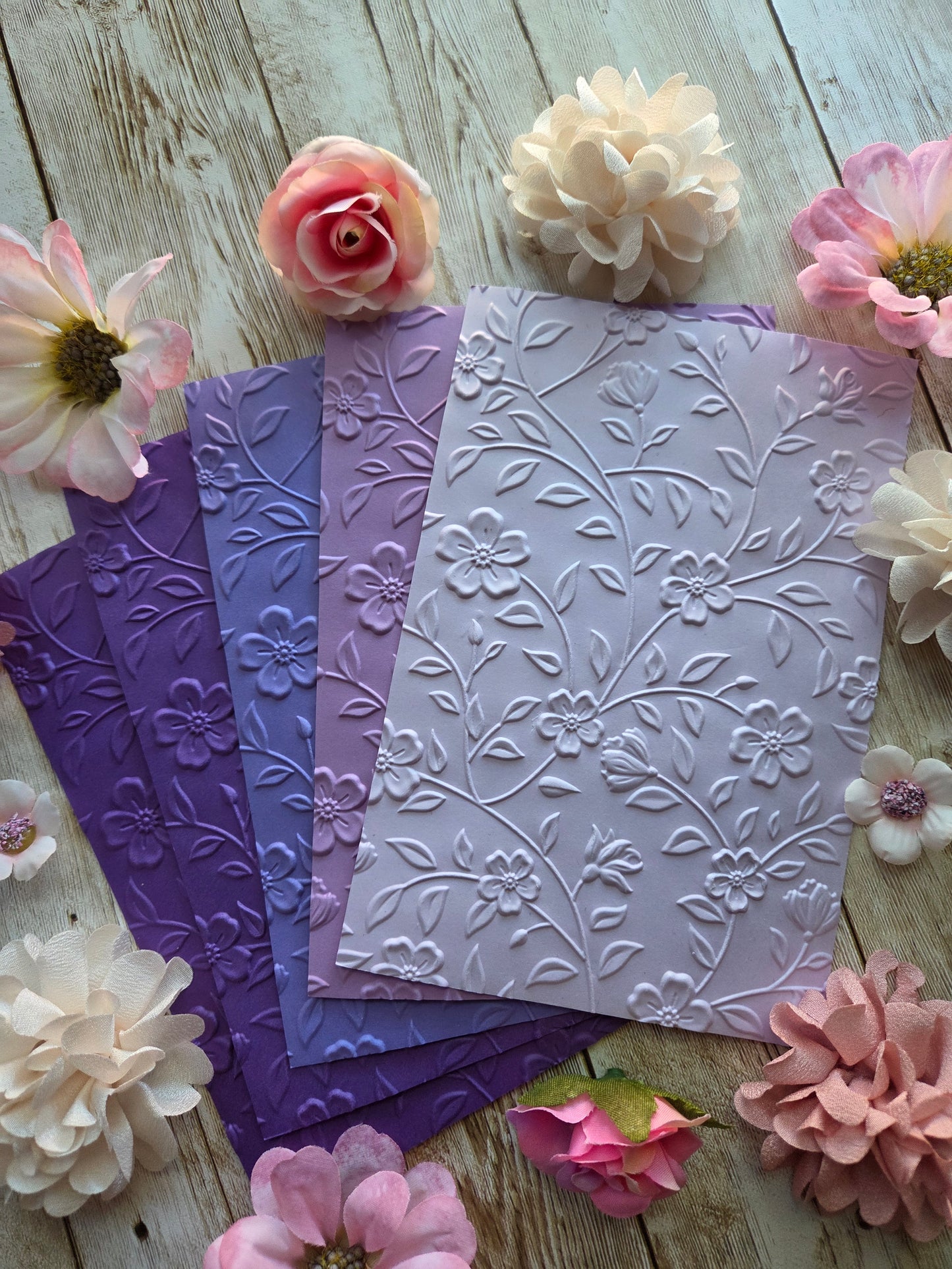 Flowers Embossed Paper Set