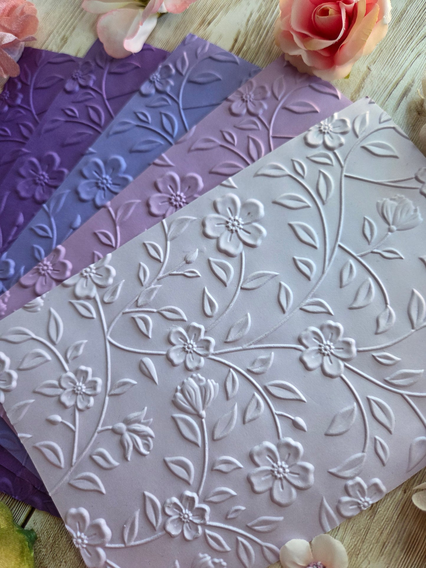 Flowers Embossed Paper Set