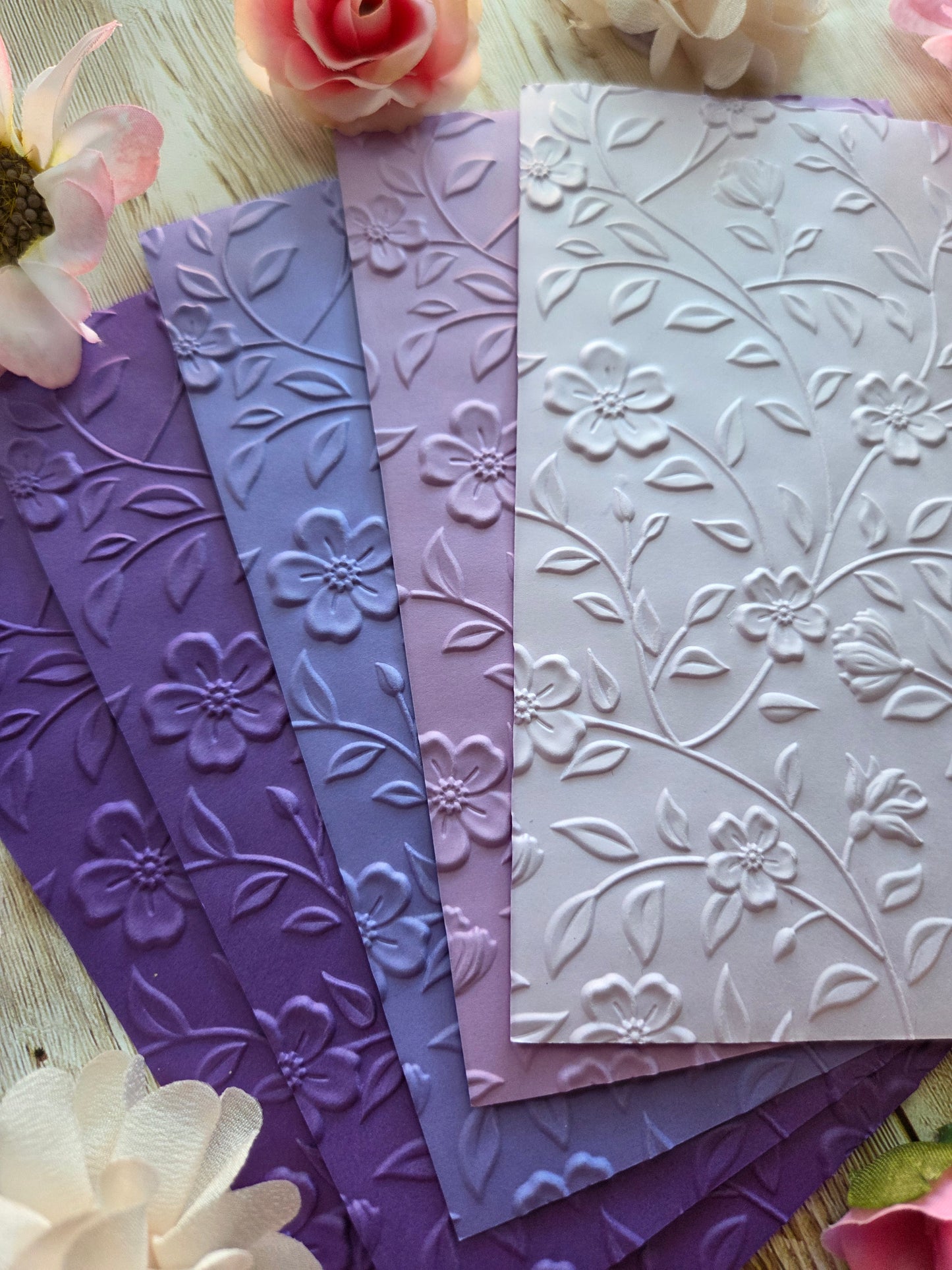 Flowers Embossed Paper Set
