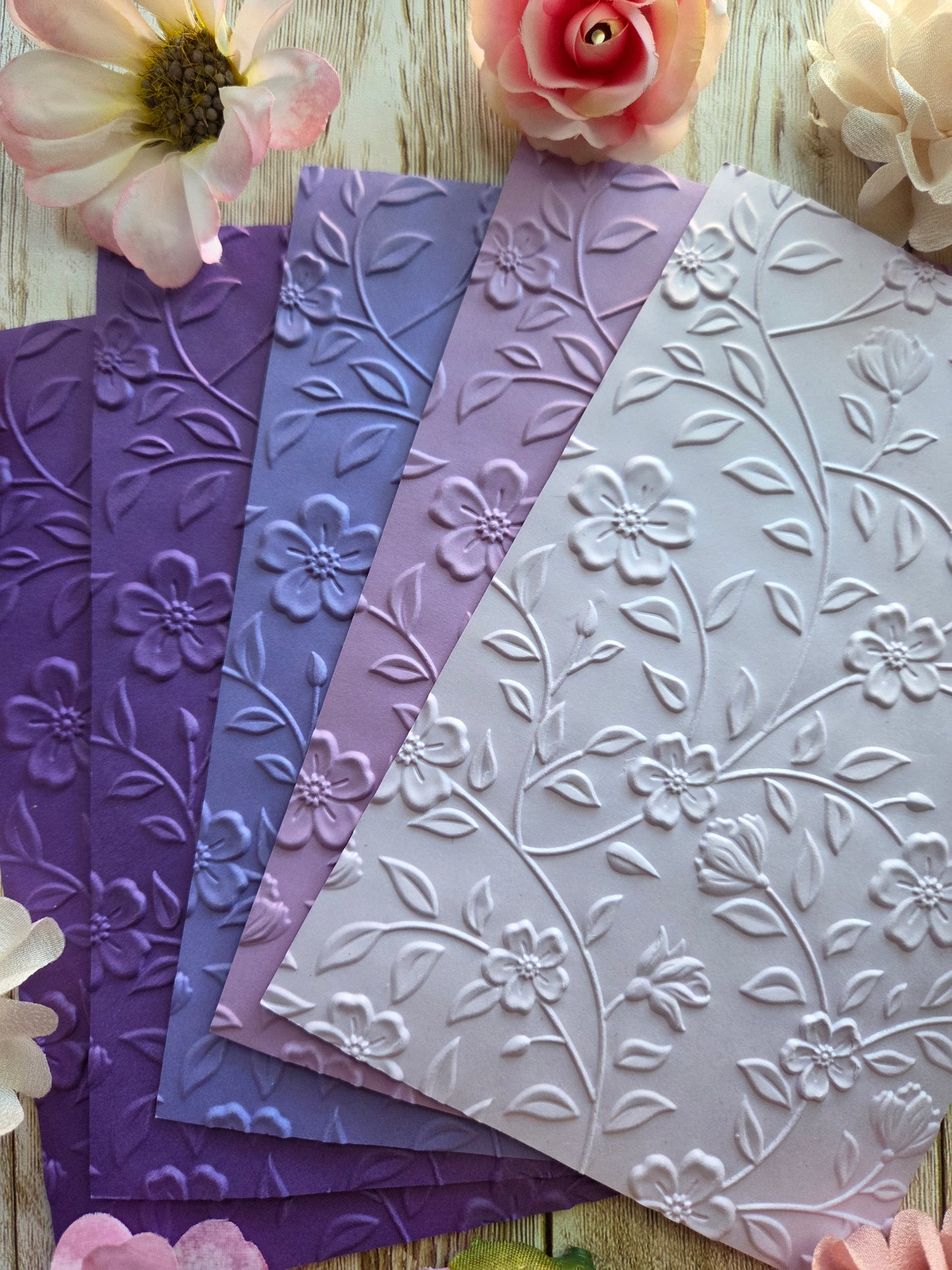 Flowers Embossed Paper Set