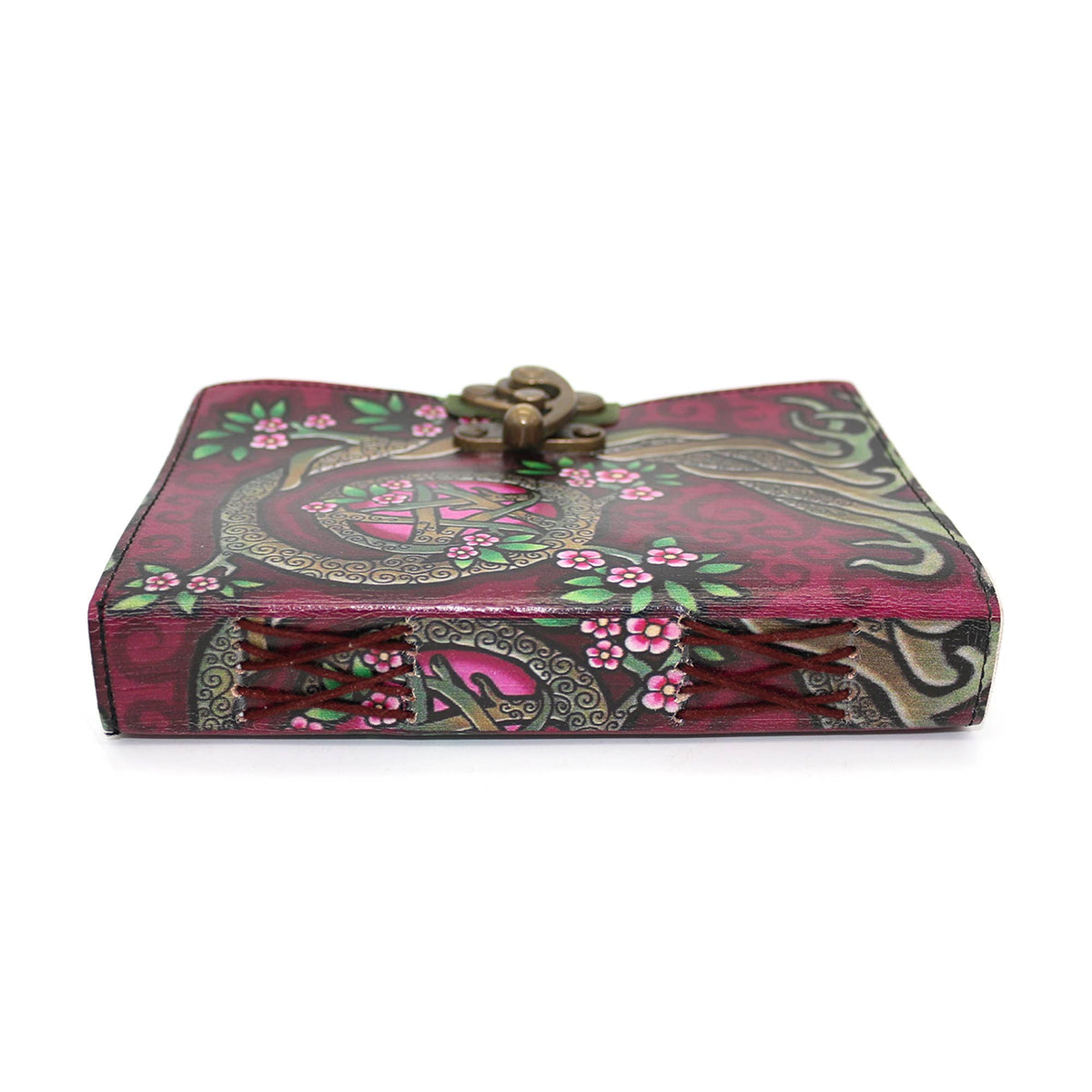 Blank Leather Journal - Embossed Pink Pentacle Vintage Witchy Journal