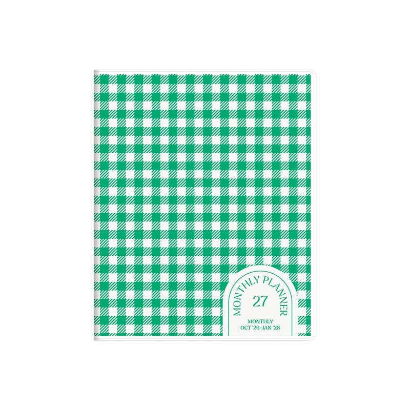2027 Weekly Diary Glow Check Square (NE4): Green