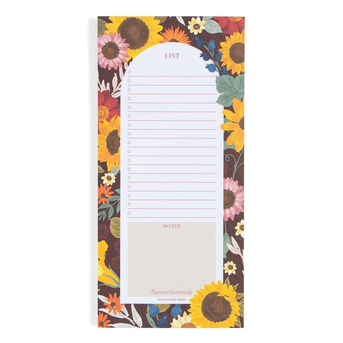 Fall Flowers Sunflowers Market List Notepad