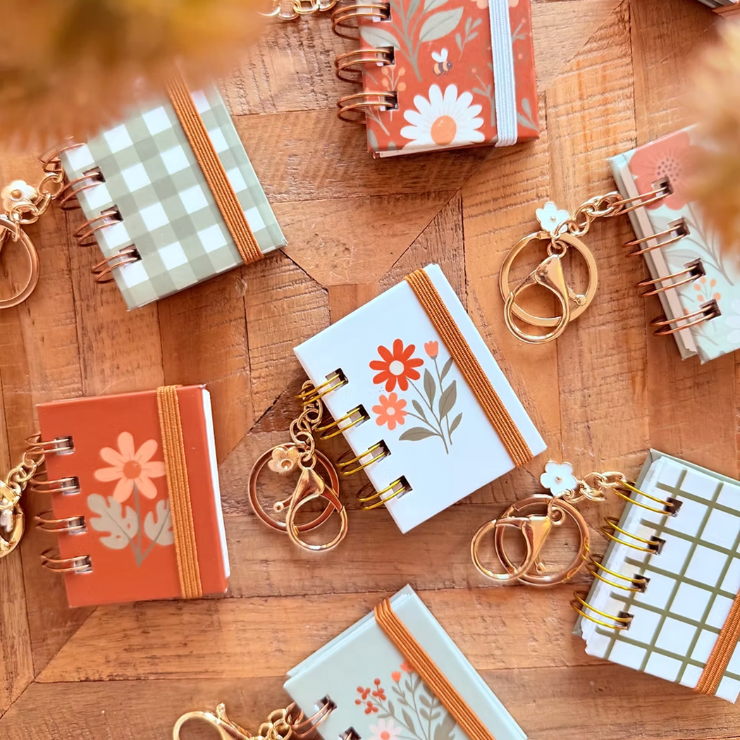 Terracota Grid |Mini Tiny Book Keychain