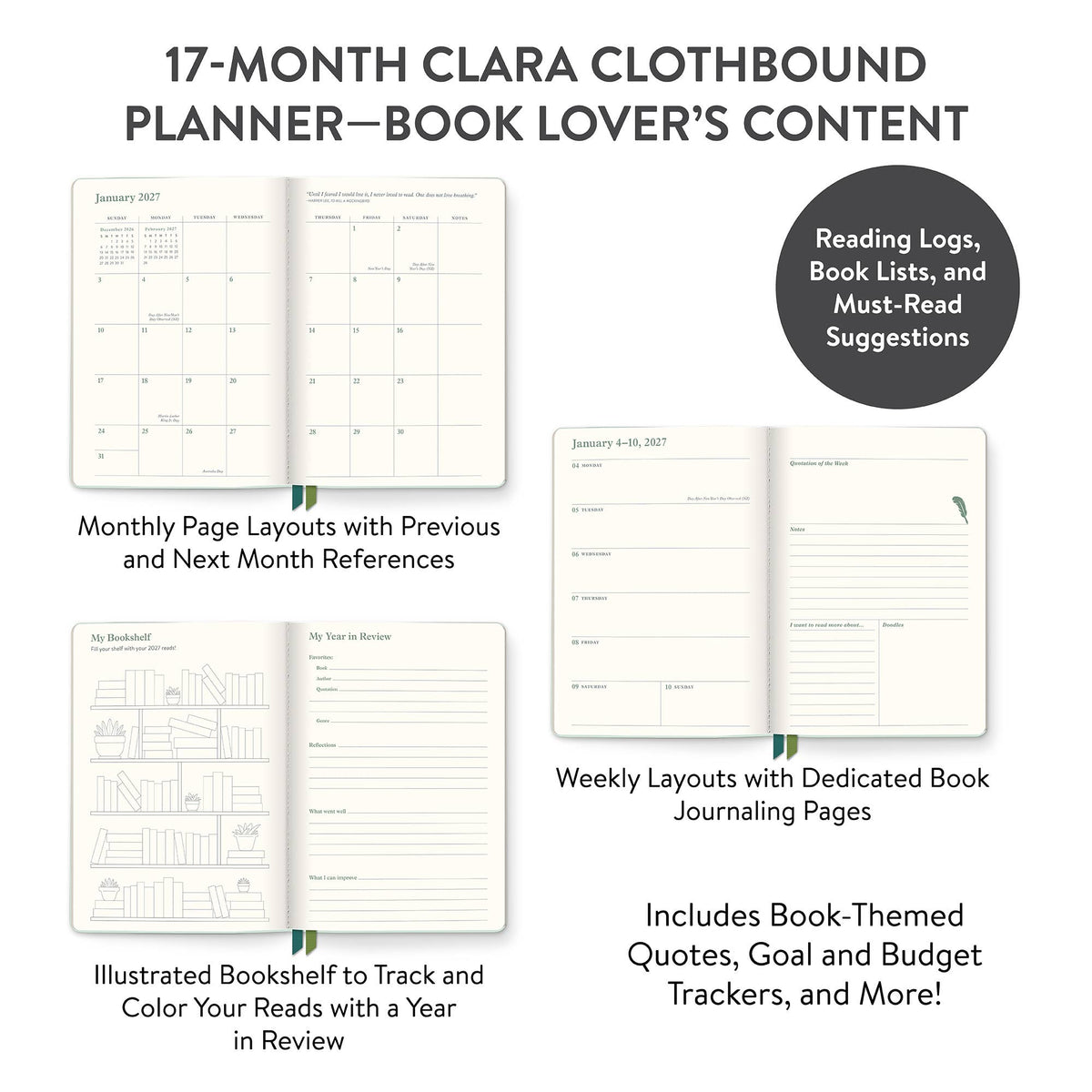 2027 Library Cat-alog Clara Clothbound Planner