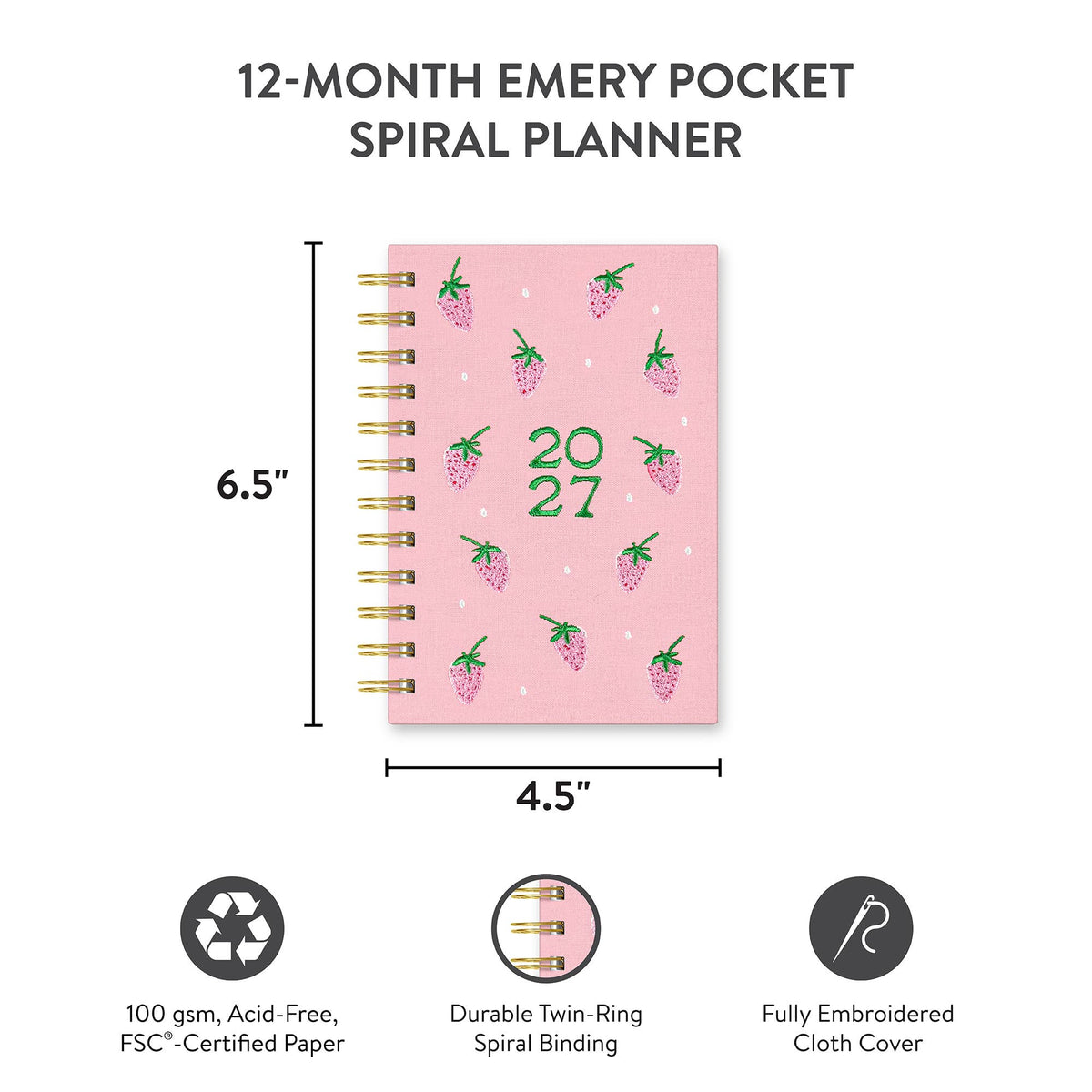 2027 Berry Bliss Emery Pocket Spiral Planner