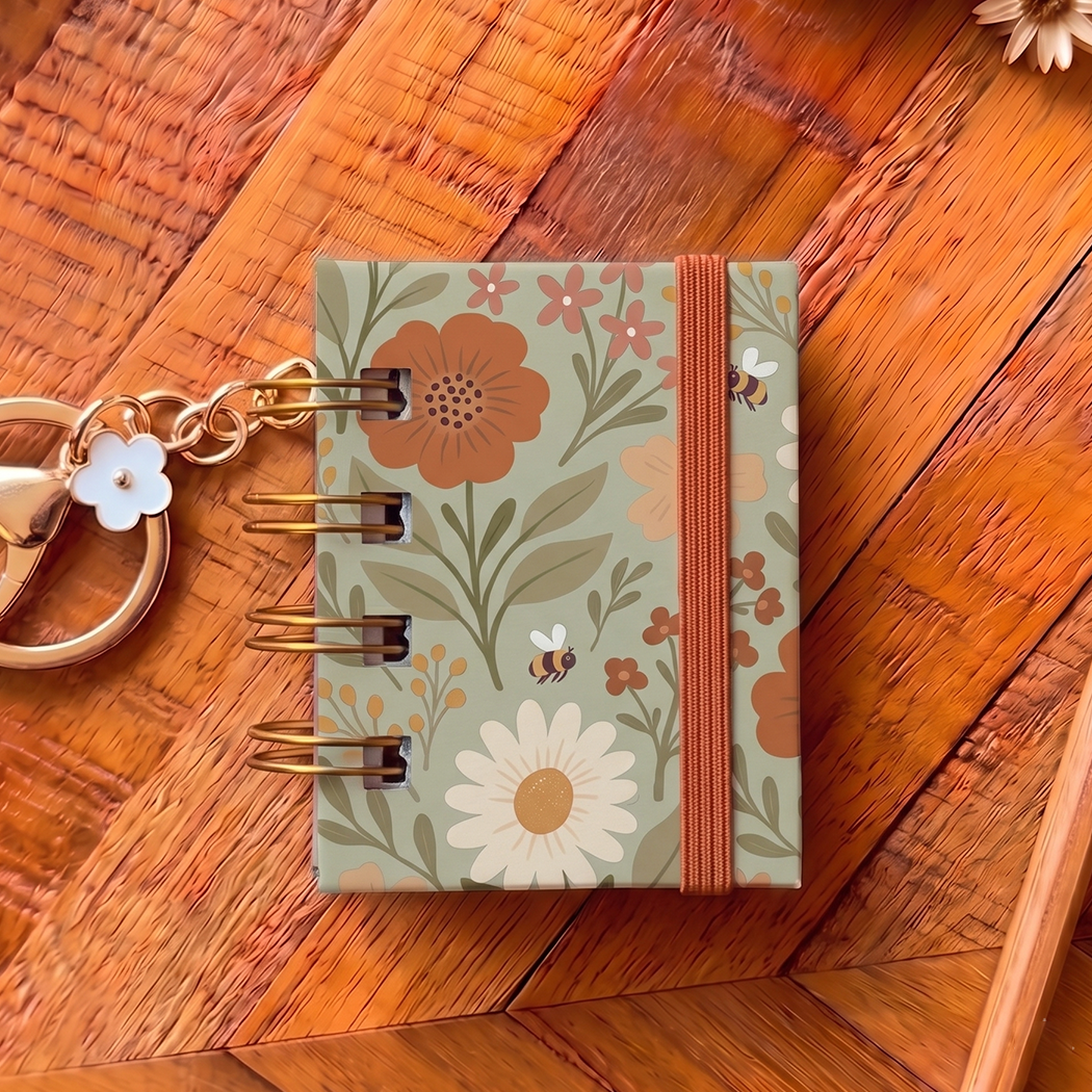 Green Floral |Mini Tiny Book Keychain