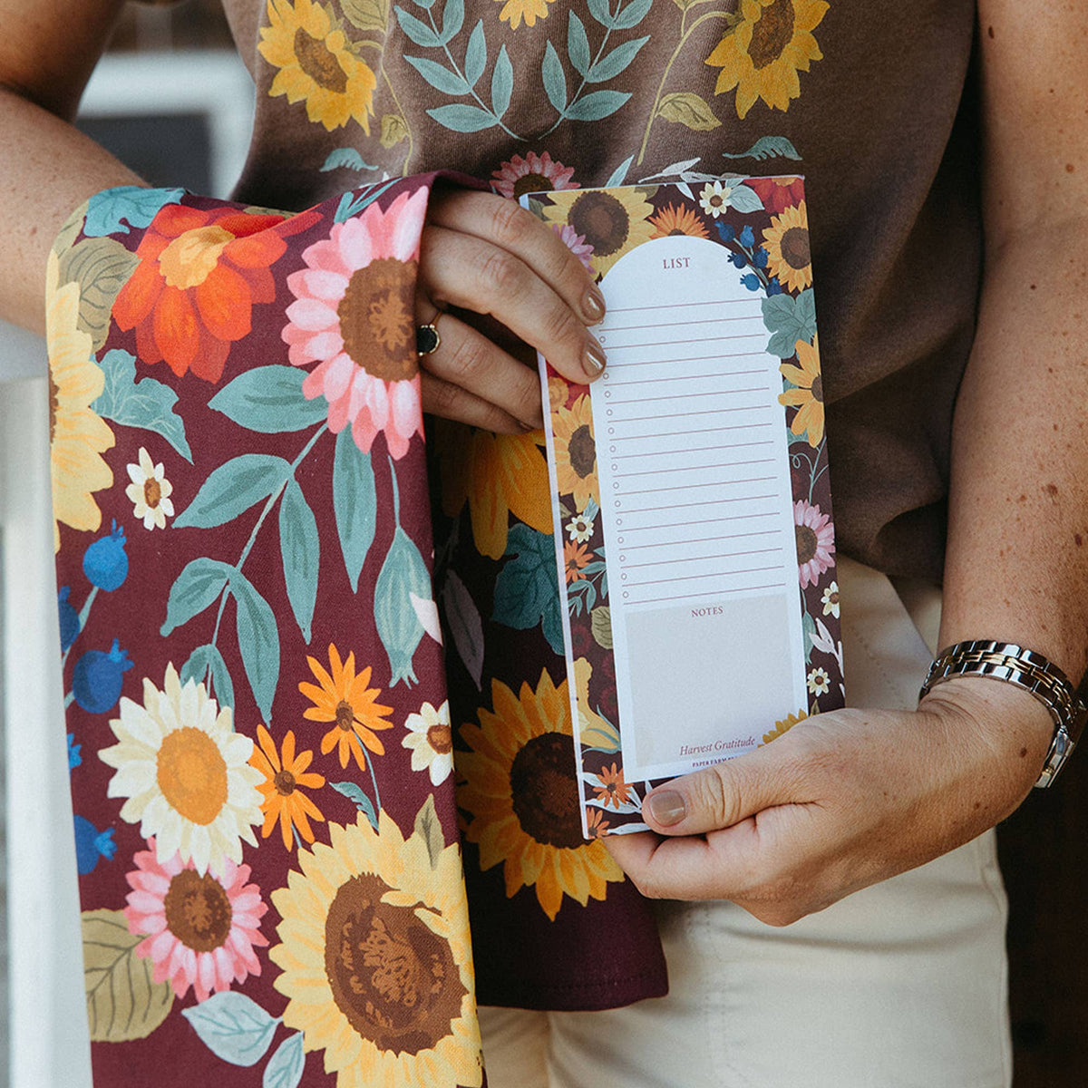 Fall Flowers Sunflowers Market List Notepad