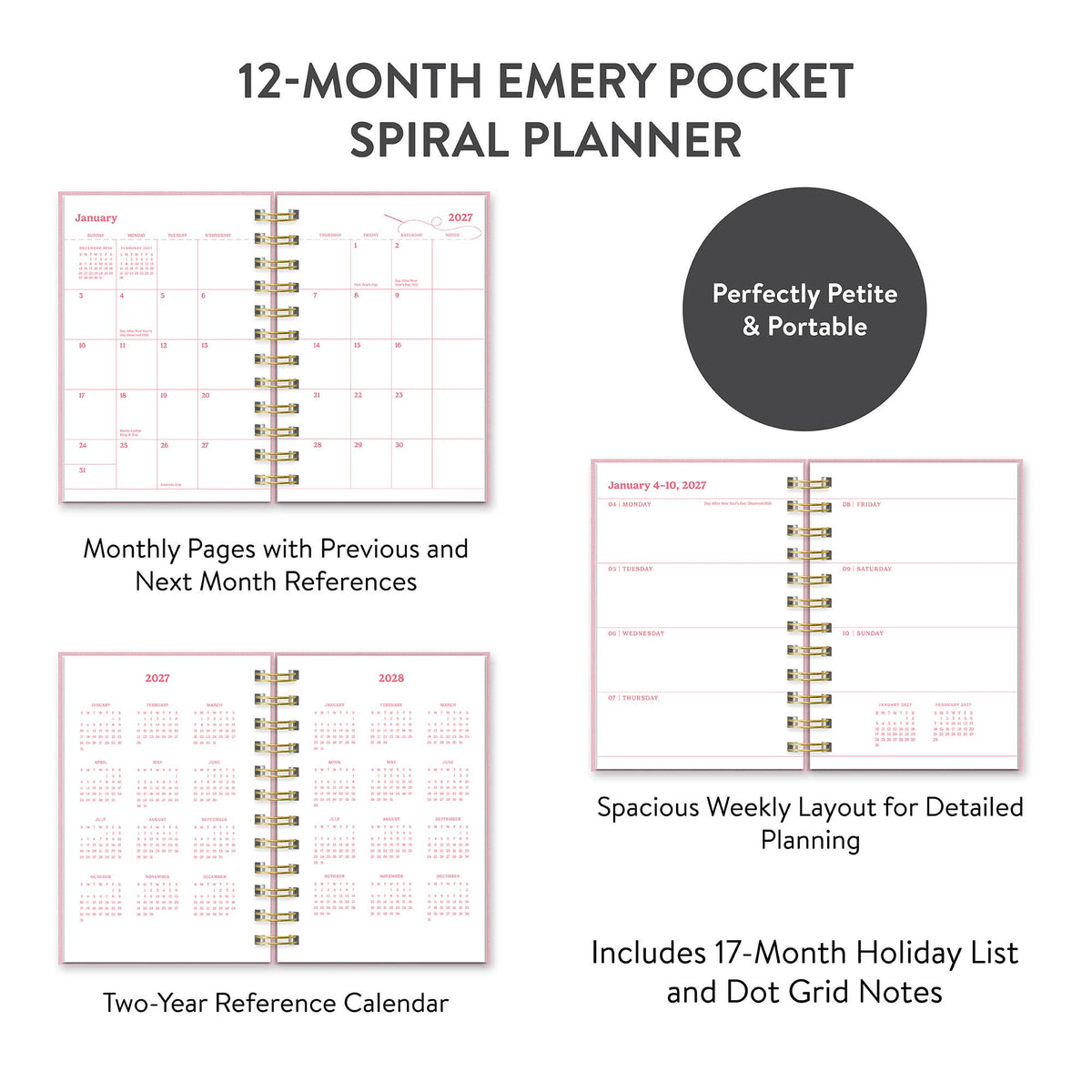 2027 Berry Bliss Emery Pocket Spiral Planner