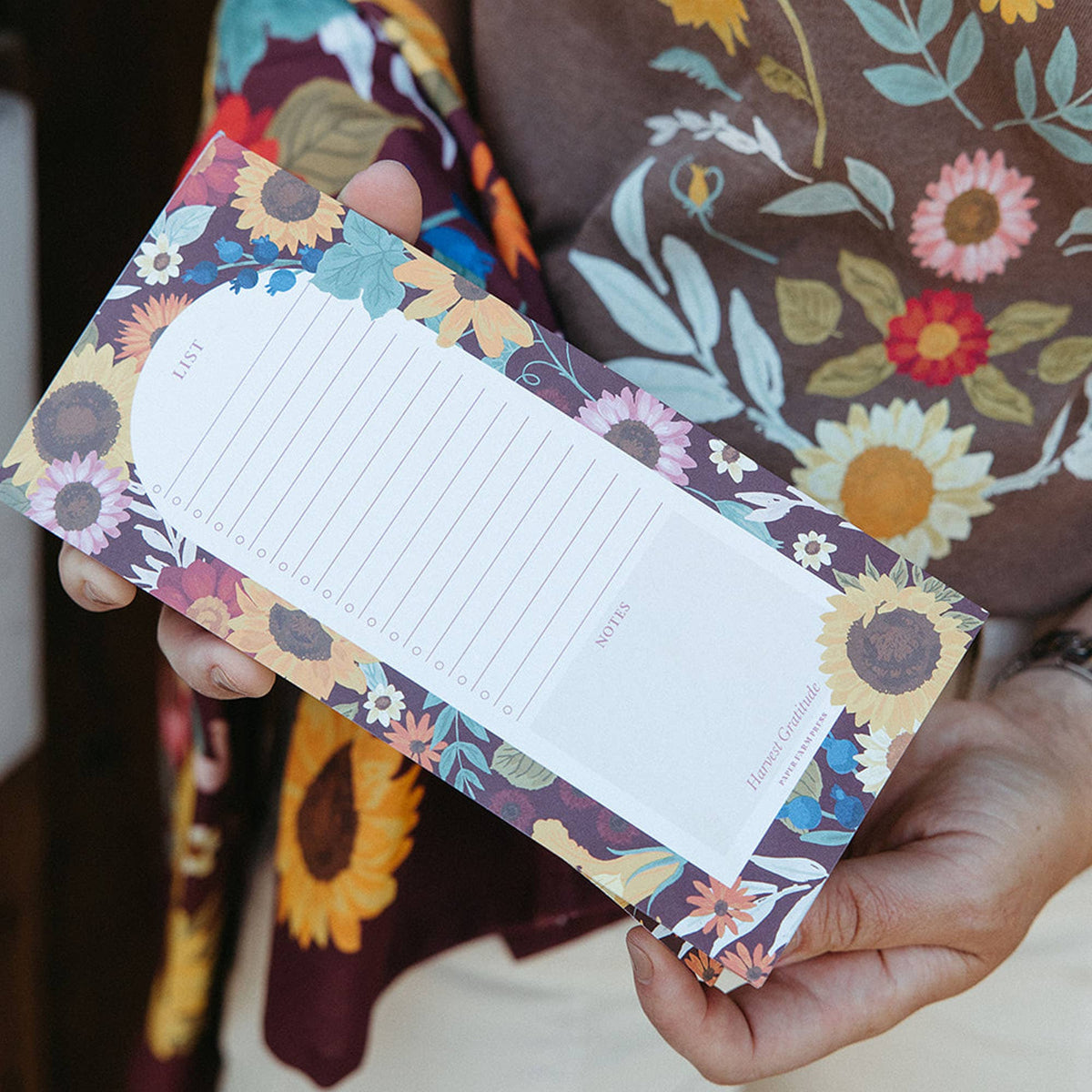 Fall Flowers Sunflowers Market List Notepad