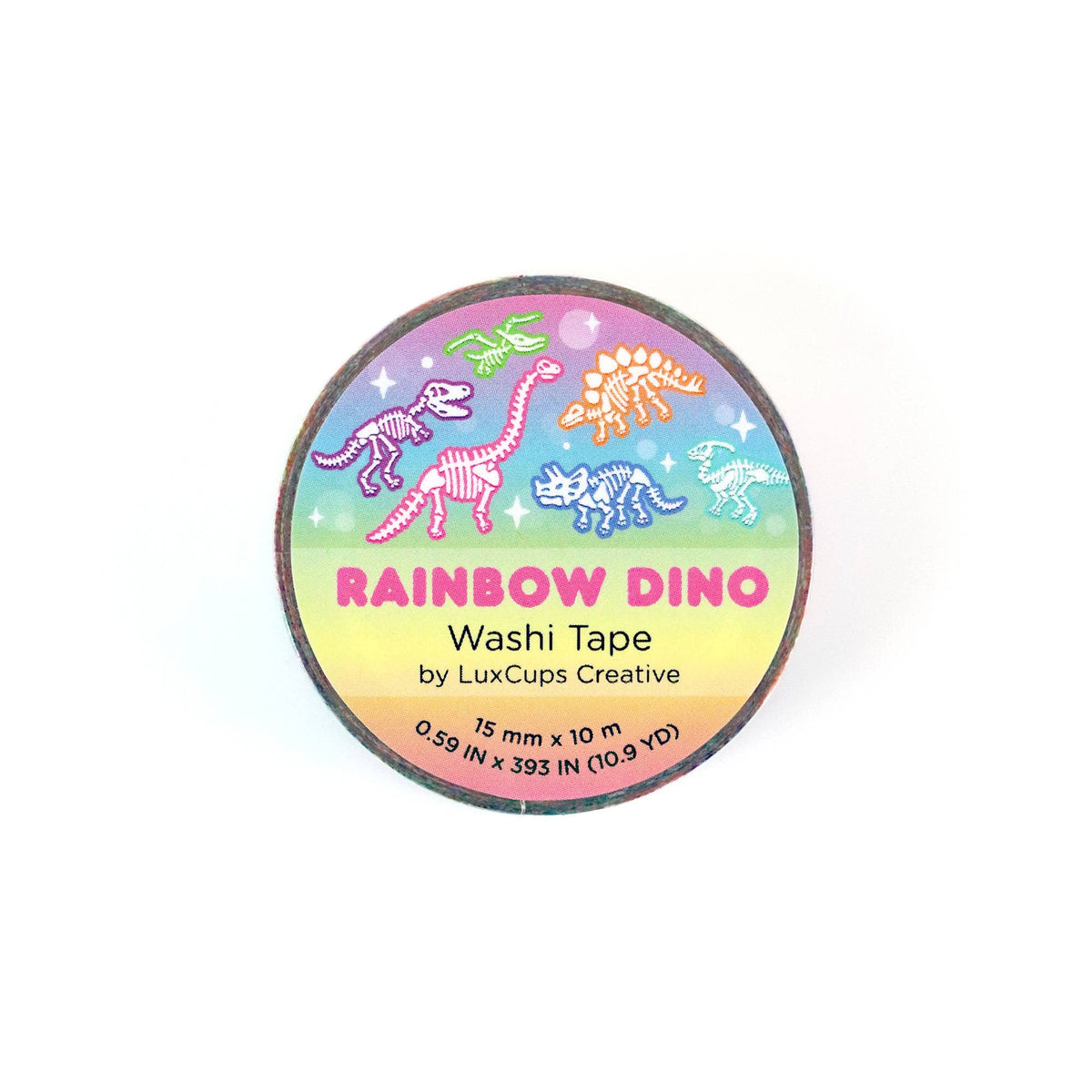 Rainbow Dino Washi Tape - Stationery | Decorative | Low-Tack