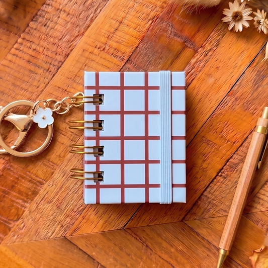 Terracota Grid |Mini Tiny Book Keychain