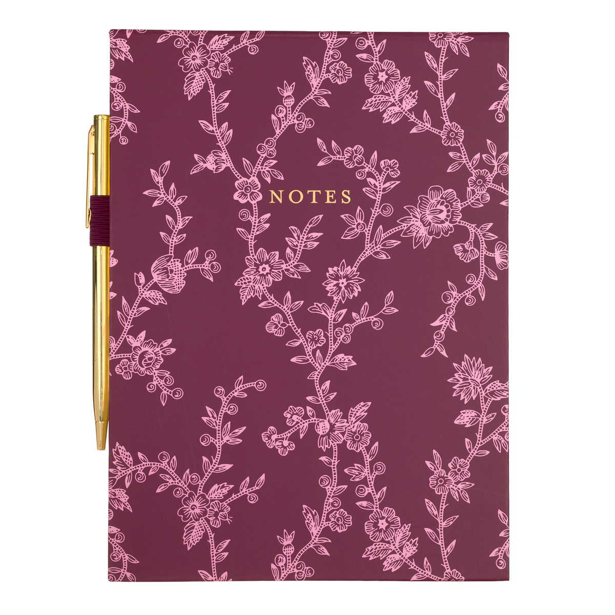 Heritage Blooms Burgundy Flip Pad with Pen