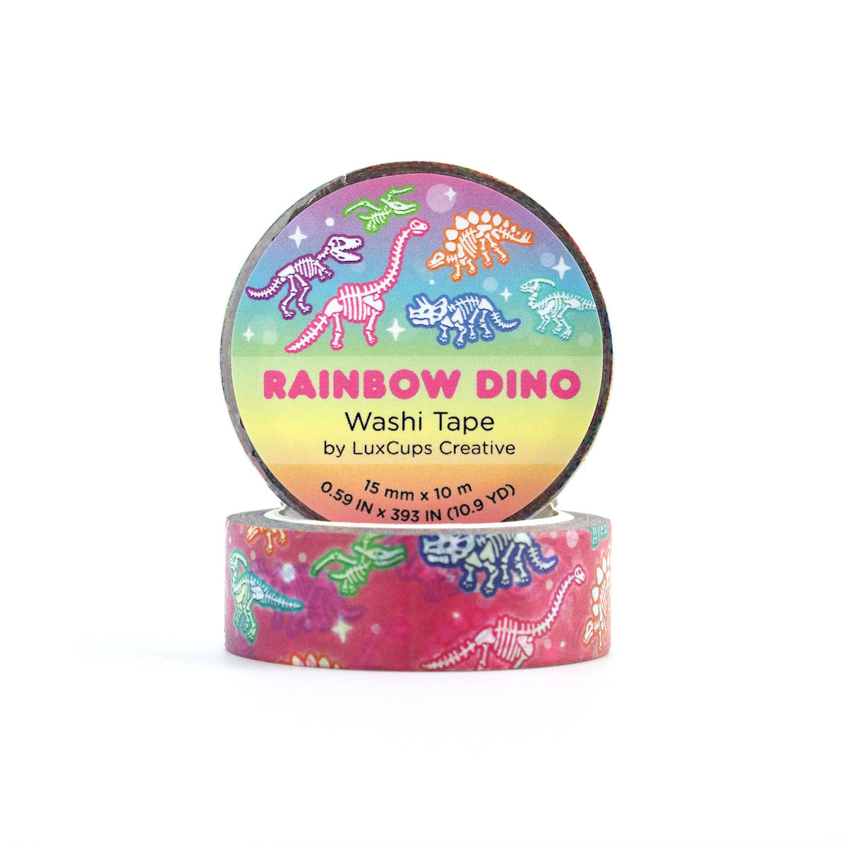 Rainbow Dino Washi Tape - Stationery | Decorative | Low-Tack