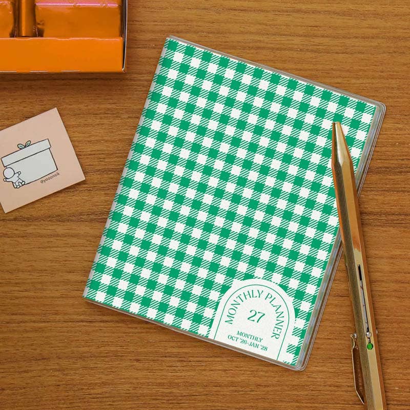 2027 Weekly Diary Glow Check Square (NE4): Green