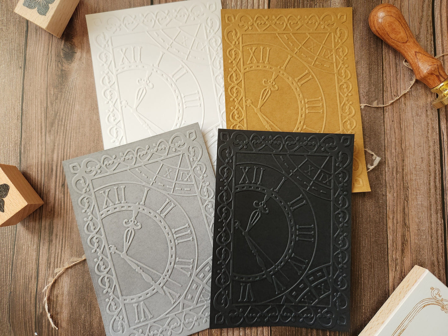 Vintage Clock Embossed Paper