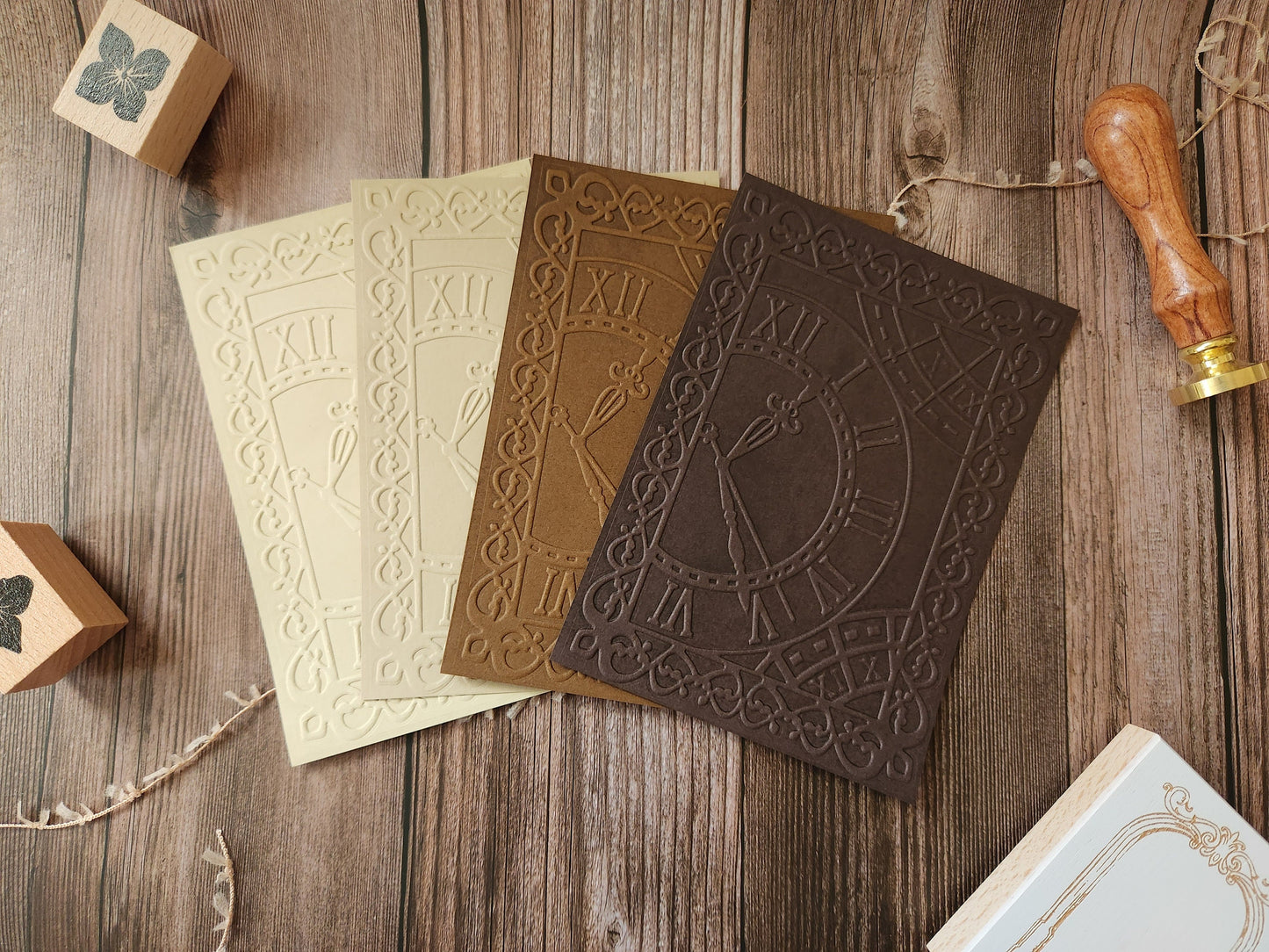 Vintage Clock Embossed Paper