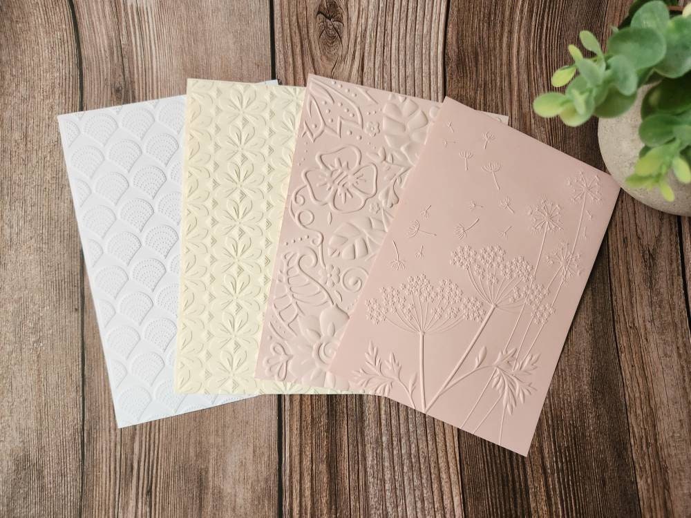 Set of 4 Lovely Embossed Papers