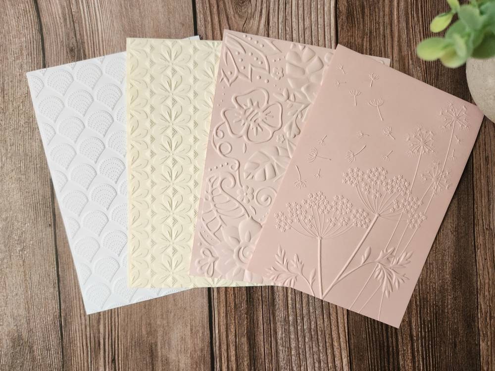 Set of 4 Lovely Embossed Papers