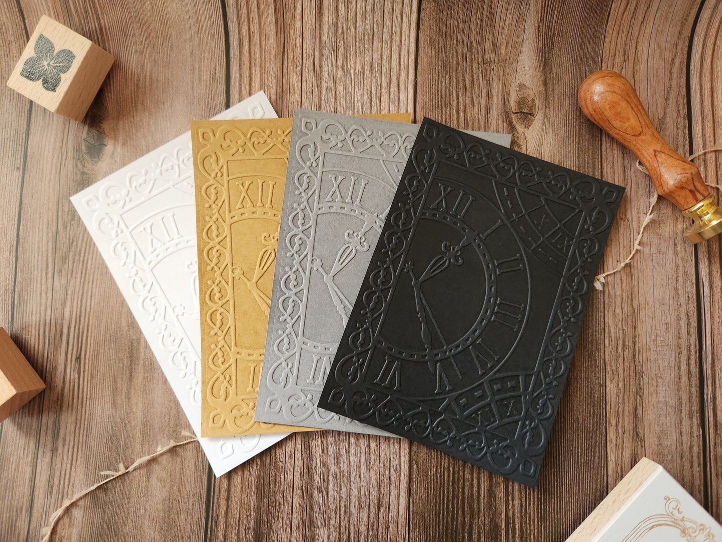 Vintage Clock Embossed Paper