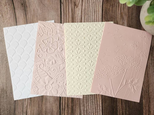 Set of 4 Lovely Embossed Papers