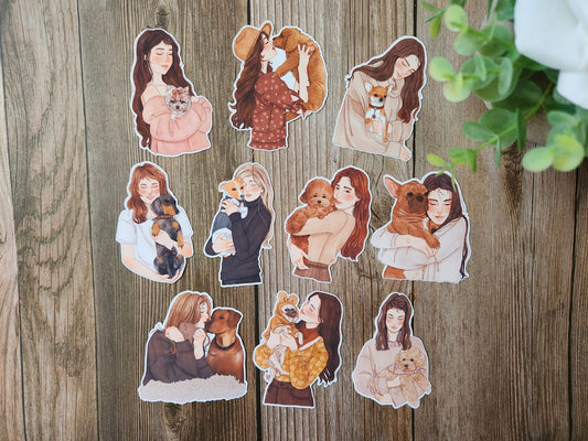 Puppy Lovers Girl Stickers