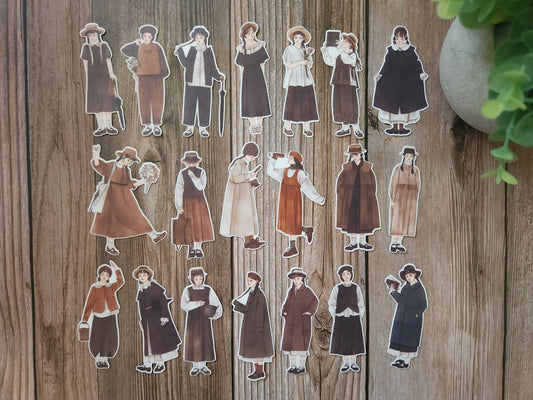 Brunette Girl Stickers | Girl Stickers | Journal Stickers | Girl Journal Stickers | Scrapbooking Stickers | Stickers | Girls